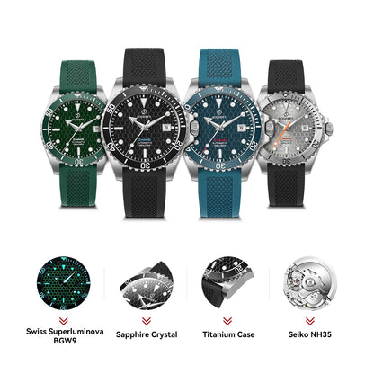 Boderry Bronze Watch Seaturtle Titanium Diver Luxury Wristwatch Automatic Mechanical Wristwatch Sport 200M Waterproof Luminous