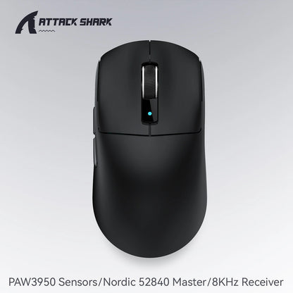Mysz gamingowa bezprzewodowa ATTACK SHARK R6 PAW3950MAX, próbkowanie 8Khz, ultralekka 39g, Nordic 52840 MCU, optyczne mikroprzełączniki Omron