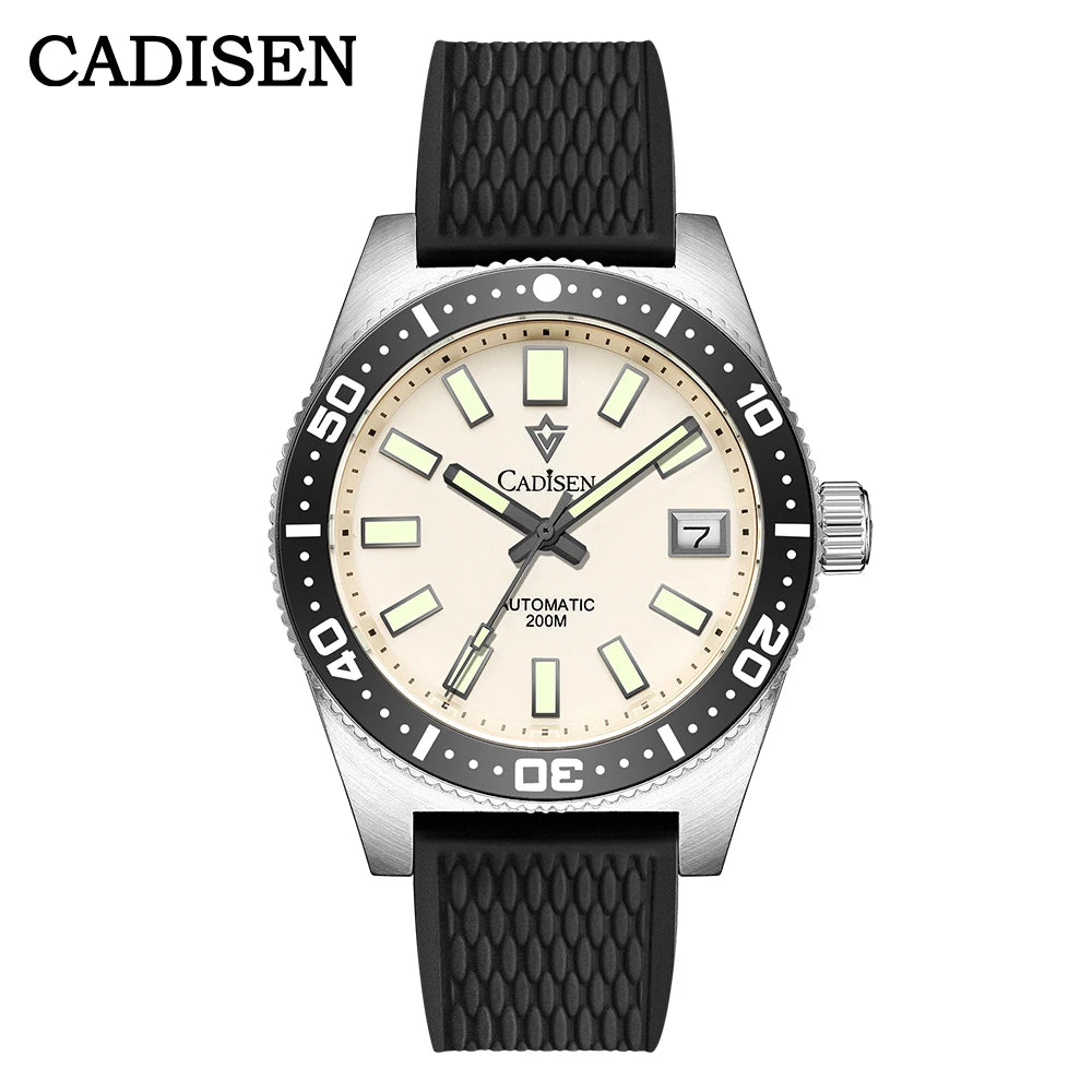 CADISEN New 38mm Diver Mens Watch Japan 8215 Automatic Mechanical Sapphire Glass Date Luminous 100M Waterproof Wrist watch Men