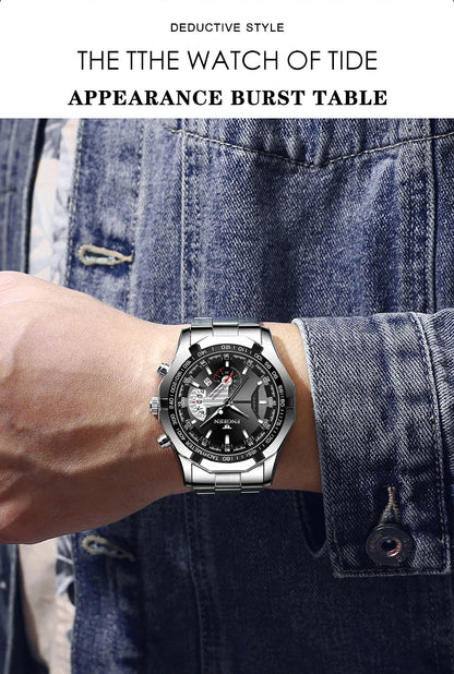 BINBOND Orginal Quartz Wristwatches For Men Luxury Luminous Waterproof Auto Date Men's Watch Stainless Steel Reloj Free Ship