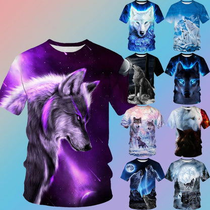 T-shirts 3D imprimés « Loup » tendance pour hommes/femmes – T-shirt graphique original à manches courtes