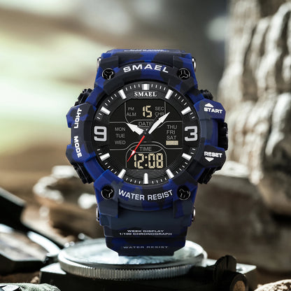 Military Watches Men Sport  Watch Waterproof Alarm Clock Dual Time Wristwatches Digital 8049B Army Watches Military