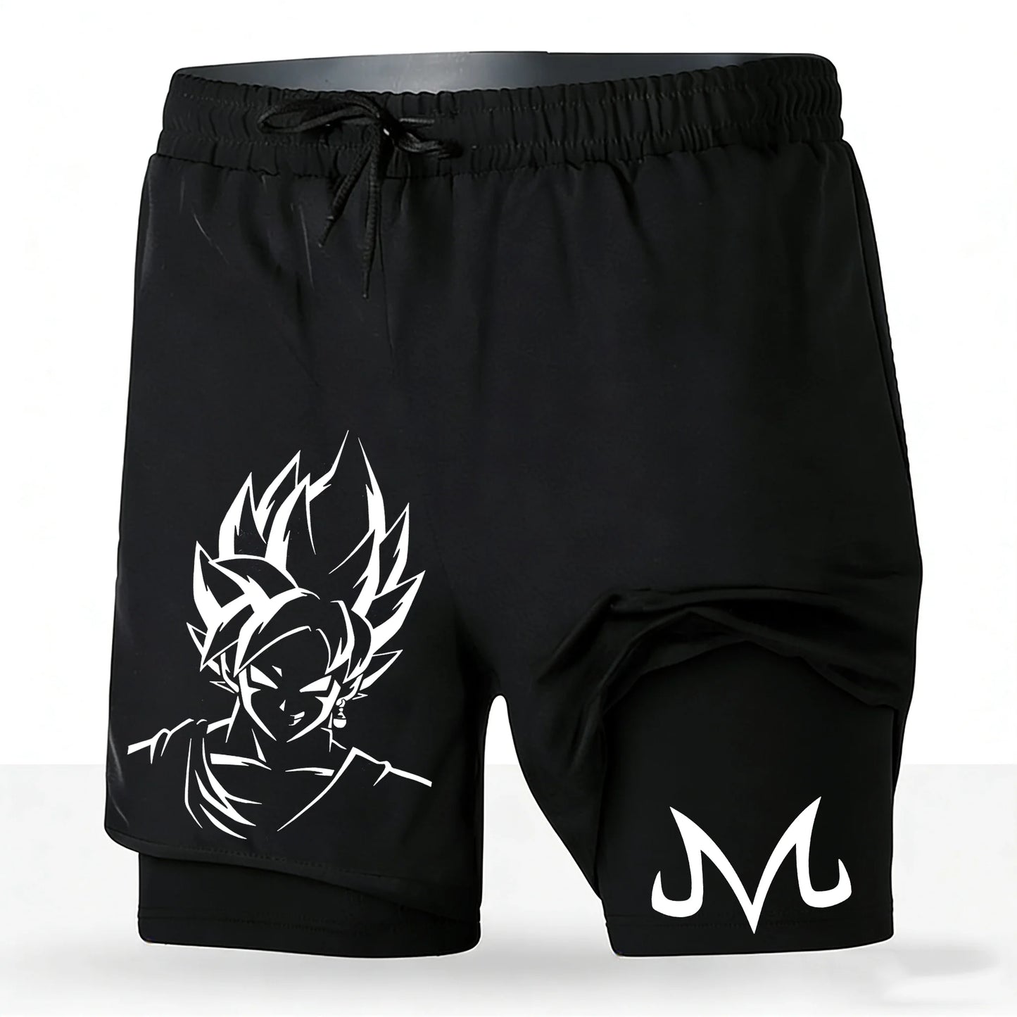 Men's Dragon Ball Anime 2-in-1 Running Shorts Majin Vegeta Print Quick Dry Athletic Workout Shorts 2026 New Unisex