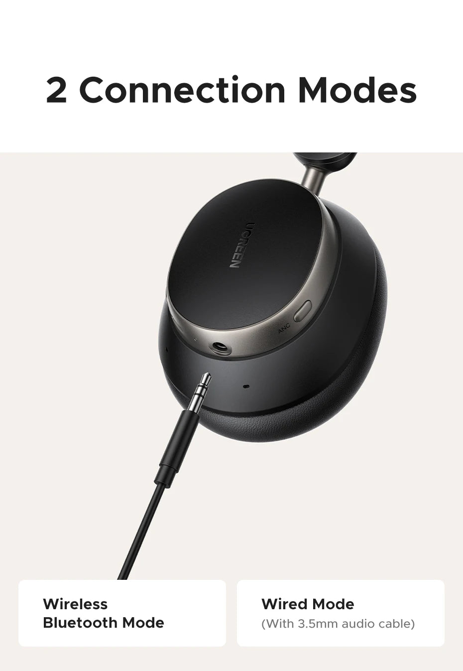 UGREEN Studio Pro Wireless Bluetooth ANC Headphones 48dB Noise Cancelling Over Ear Hi-Res LDAC 120H Playtime Headset