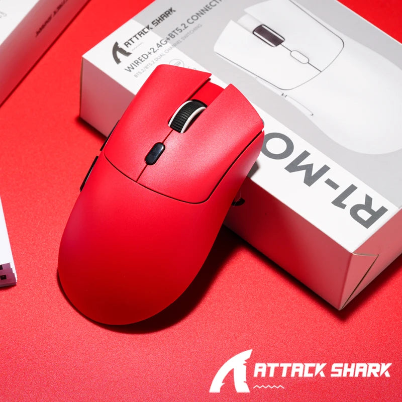 Attack Shark R1 Wireless Mouse for Gaming 1000 Hz PAW3311 Sensor, Rechargeable, Bluetooth Tri-mode, Ergonomic