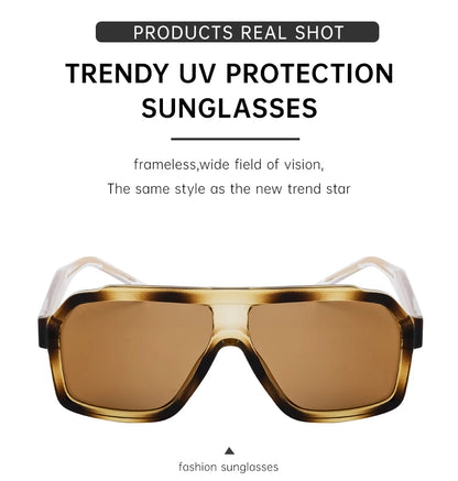 Ochelari de soare clasici, supradimensionați, pătrați, pentru bărbați, de lux, la modă, cu ramă metalică mare, ochelari de protecție, ochelari de soare eleganți pentru doamne