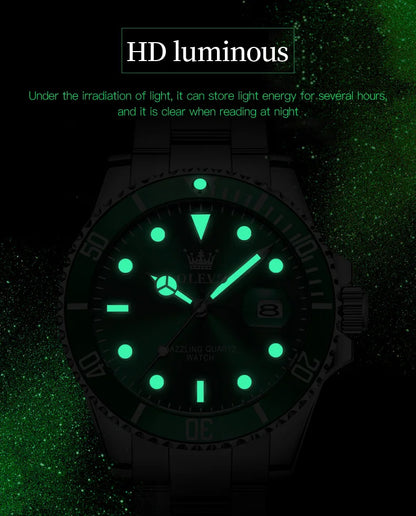 OLEVS Men's Watch Luxury Top Brand One-Way Rotating Outer Ring Design Quartz Watch for Men Auto Date Waterproof Wrist Watches