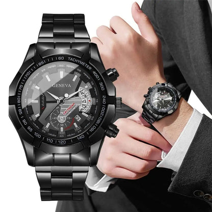 Fashion Men Business Watches Luxury Large Dial Calendar Quartz Watch Mens Clock Reloj Hombre（Without Box）