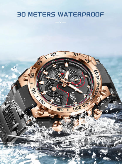 LIGE Luxury Military Watch For Men Waterproof Luminous Silicone Man Watch Quartz High Quality Men's Sports Watches Male Relojs