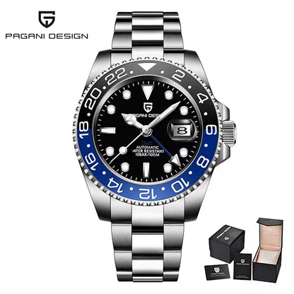 PAGANI DESIGN Men Watch GMT40mm Mechanical Watch Top Brand Sapphire Glass Stainless Steel Waterproof Clock RelogioMasculino gift