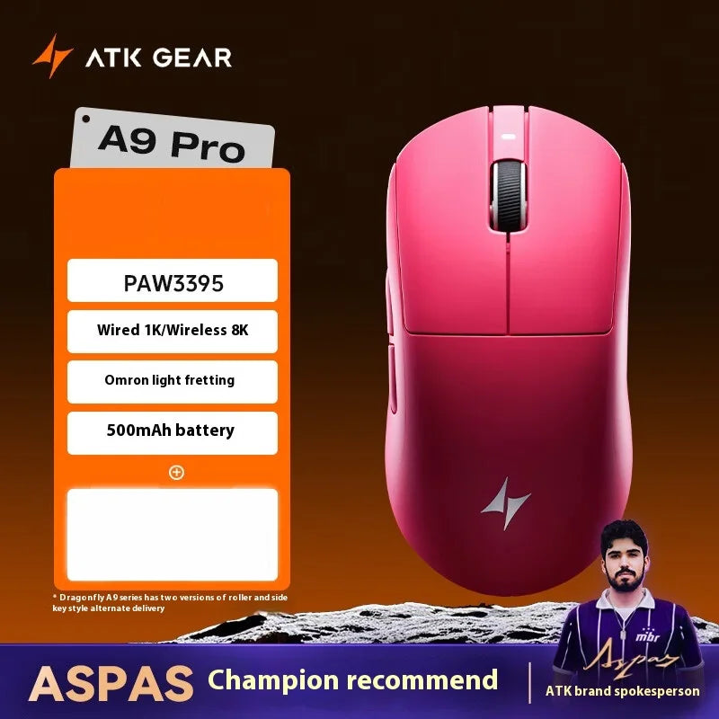 ATK A9 Plus Gaming Mouse Wireless A9/A9 SE/A9 Pro Tri Mode 8K Gaming Mouse Lightweight A9 Ultimate E-sports PC Gift Customized