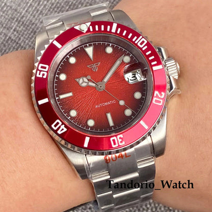 Tandorio 20ATM 40mm Men's Automatic Diver Watch For Miyota 8215 Asia 2824 Sapphire Glass Ice Blue Stainless Steel Jubilee Watch