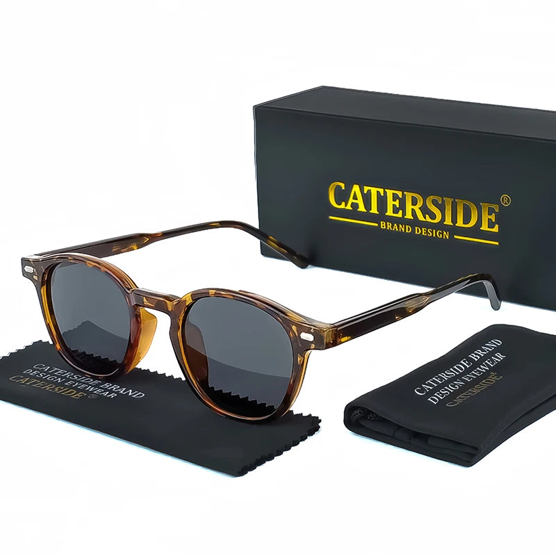 Ochelari de soare rotunzi polarizați Catside pentru bărbați, ramă TR, inserție centrală, brațe, set de ochelari de soare pentru femei, stil retro, pentru șofat, pescuit, punk, protecție UV400