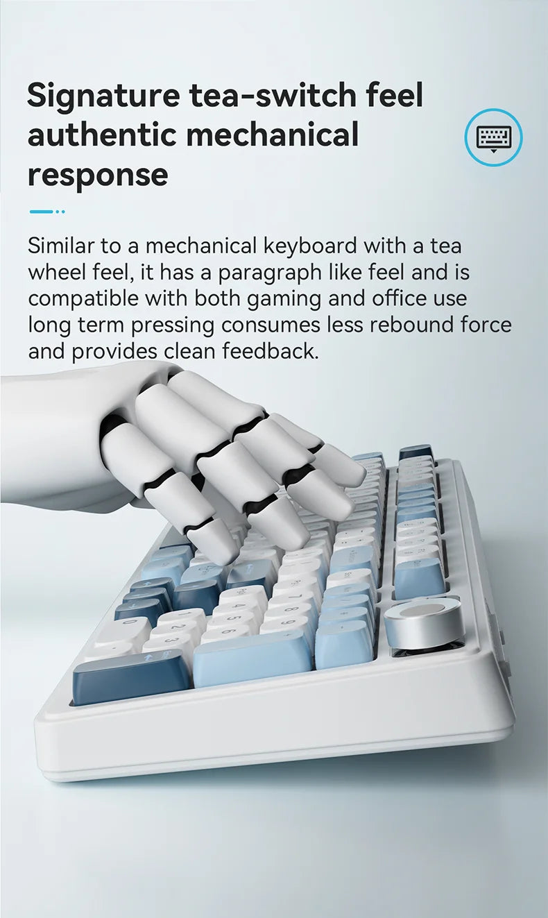 AJAZZ AF98 Wired/Wireless Keyboard Mechanical Feel Office Long Battery Life Three-Mode RGB Mixed Light ABS Keycaps Ergonomics