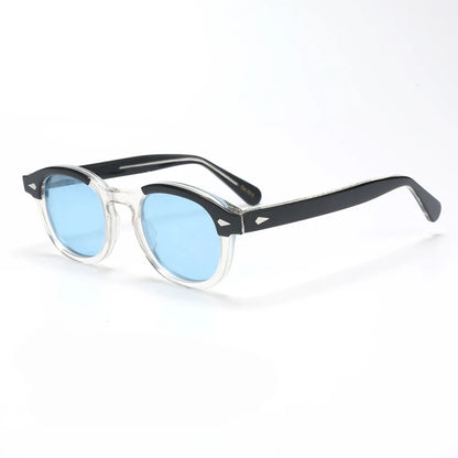 Ochelari de soare polarizați pentru bărbați și femei, stil Johnny Depp Lemtosh, ochelari de soare retro cu ramă rotundă din acetat și lentile UV400, Oculos