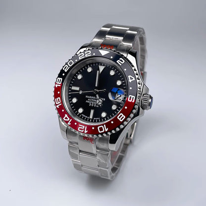 40MM Diameter YM Design Two-Way Rotating Bezel Sapphire Glass Luminous Dial for NH35 Movement Jubile Strap Luxury Men's Watch