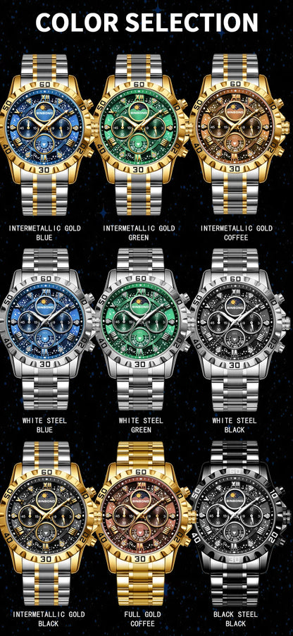 Chronograph Luxury Brand Stylish Men Luminous Wrist Watches For Male Clock Stainless Steel Band Men Business Quartz Watches