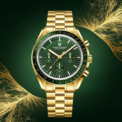 PAGANI DESIGN Moon Men's Watches Gold Luxury Quartz Watch Men Speed Sports Chronograph AR Sapphire Waterproof Luminous Man Gift