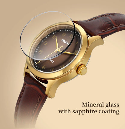 BERNY Gold Watch for Women Luxury Ladies Fashion Quartz Wristwatch Elegant Gradient Dial Multiple Scenarios Matching Lady Watch