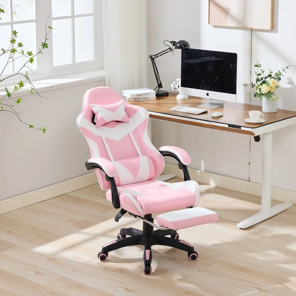 Ergonomic Rotating Gaming Chair, 360 Reclining Office Chair °   Pivoting, Height-Adjustable, Footrest, Headrest