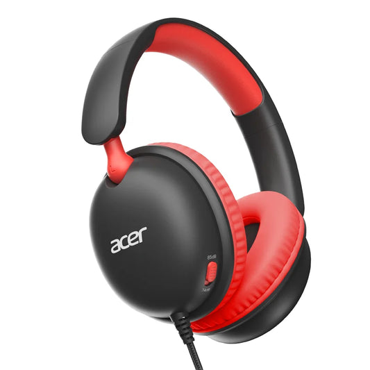 Casque pour enfants Acer OHW355 avec cordon pour l'école, casque filaire stéréo pliable avec prise jack 3,5 mm, limite de volume 74/85 dB