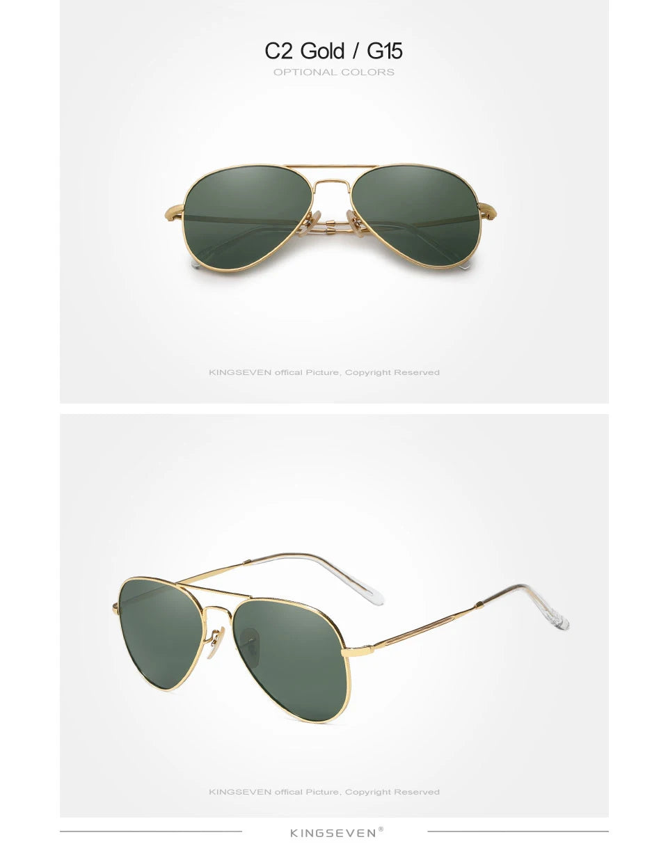 Ochelari de soare KINGSEVEN Pilot Alloy, polarizați, UV400, antireflex, cu ramă integrală, lentile Parsnip, pentru femei, ochelari retro de lux