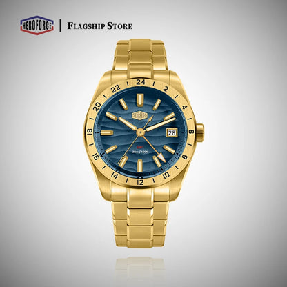 HEROFORCE Quality Original GMT Men Clock Waterproof Luminous Date Luxury Man Watch Stainless Steel Quartz Men's Watches Male