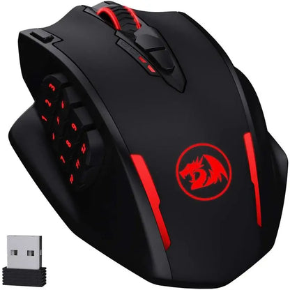 Redragon M913 Gaming 16000 DPI Wired 2.4Ghz Wireless RGB Optical Gamer Mouse 16 Programmable Buttons, Black/White Mouse