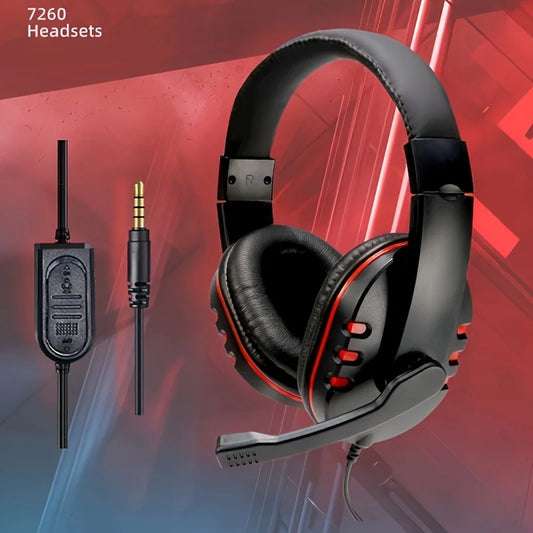 Auriculares con cable 7260 con micrófono – Headset para gaming y trabajo para PS4 PS5 Xbox One, estudio y reuniones, auriculares con jack 3.5mm