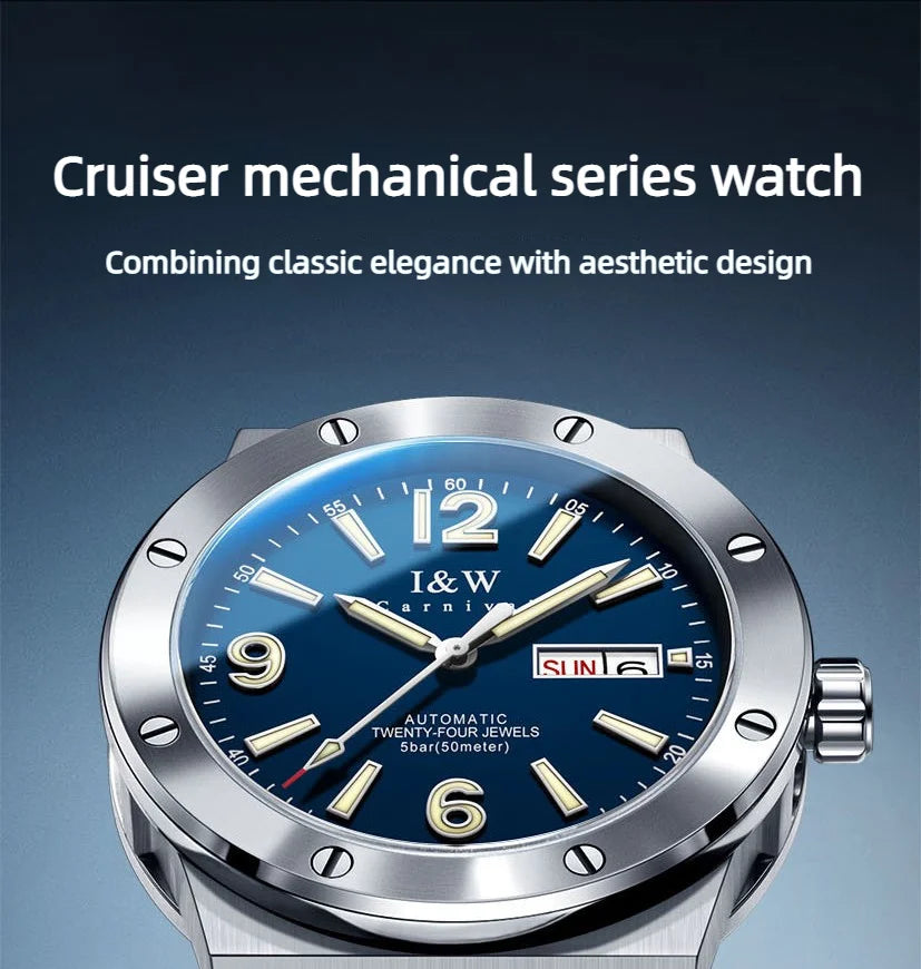 Carnival Brand IW High-End Series Luxury Sapphire Mechanical Watch Men 50M Waterproof Imported Movement Automatic Watches Mens