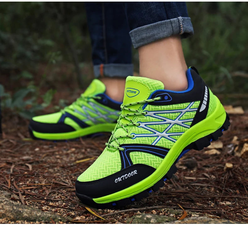Sapatos de caminhada de marca para homem em malha respirável, calçado de viagem outdoor impermeável para caça e pesca, sapatos desportivos de montanha, todo-o-terreno e equitação