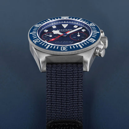 SEESTERN Chronograph Herren-Mechanikuhr Tianjin ST1901 Uhrwerk Saphirglas-Armbanduhr mit Nylon-Klettarmband, Leuchtzeigern und Skelettdesign