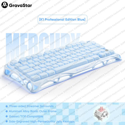 Mercury K1 Grava Star Breaking 75 RGB Mechanical Keyboard Gaming Bluetooth 2.4G Wired RGB Hotswap Gamer Non-contact Keyboard