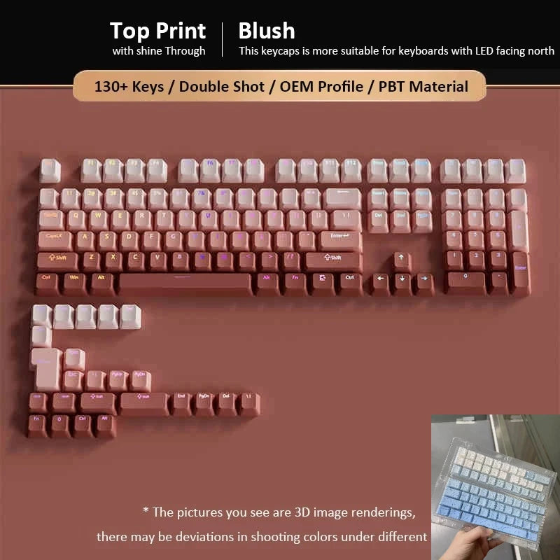 133+ Keys OEM Profile Gradient Keycaps For Cherry MX Switch Mechanical Gamer Keyboard PBT backlit RGB Keycap ISO Layout Key caps