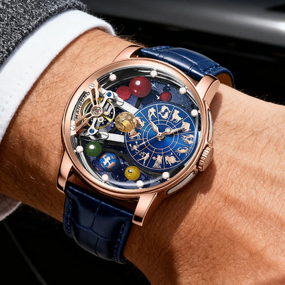 HANBORO Celestial Series 12 Constellation Men's Fully Automatic Mechanical Watch with Starry Sky Night Light Trend Watch
