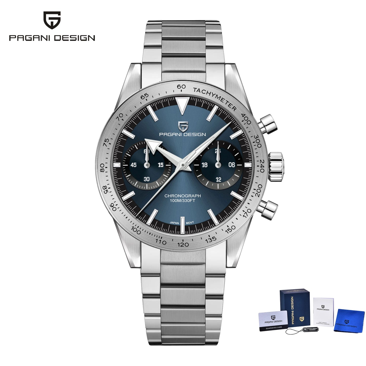 PAGANI DESIGN 2024 New Wide arrow Moon Men's Watches Luxury Quartz Watch For Men Sport Retro Chronograph VK64 AR Sapphire glass