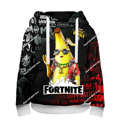 Sudadera con capucha Fortnite Anime para niños, streetwear hip-hop para hombre, ropa deportiva casual de corte holgado, moda outdoor