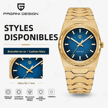 PAGANI DESIGN 2026 new ultra-thin 7mm quartz men's watch stainless steel sapphire 10Bar waterproof C3 upgrade V2 reloj hombre