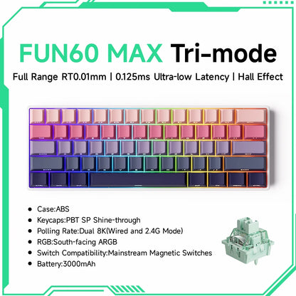 Akko MonsGeek FUN60 Ultra mechanische Gaming-Tastatur, magnetische Switches, 60 %, Rapid Trigger, 8K HE/TMR, Custom-Aluminium-Tastatur für Gamer