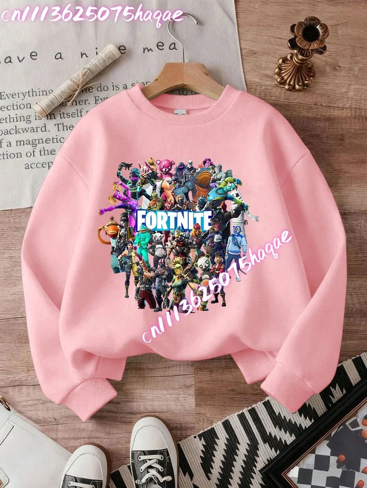Fortnites Series Kids Sweatshirts Trendy Boys Girl Long Sleeves Pullover Tops Autumn Winter Cartoon Child Clothes Birthday Gifts