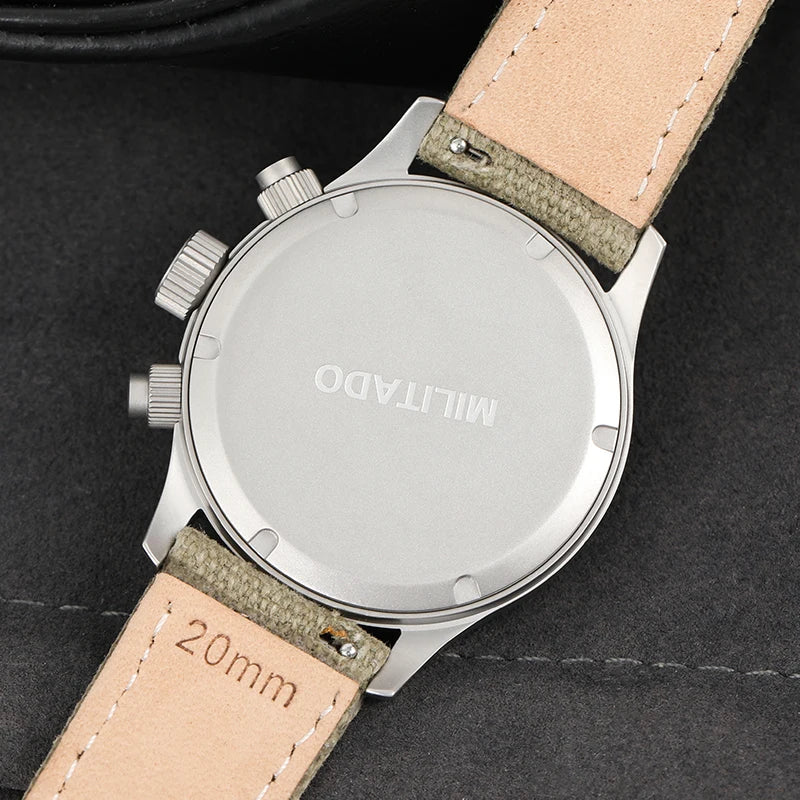 Militado ML1868KF Retro VK67 Quartz Chronograph Watch Stainless Steel Case 3 Dial Waterproof 100M  Multifunction Military Watch