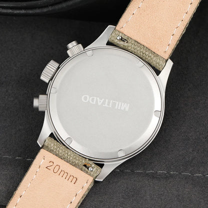 Militado ML1868KF Retro VK67 Quartz Chronograph Watch Stainless Steel Case 3 Dial Waterproof 100M  Multifunction Military Watch