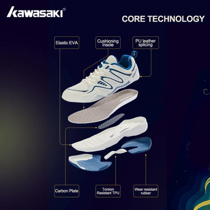 Retro Design Badminton Shoes Kawasaki Original 2025 Anti-Torsion Carbon Plate Professional Sports Table Tennis Shoes C32016