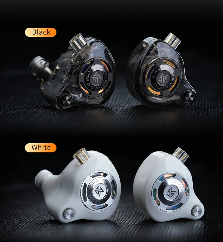 Auricolari IEM da gaming KZ Gale – In-ear monitor HiFi con driver super-lineare e cavo 2 pin rimovibile placcato argento
