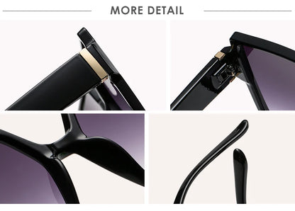 Ciclism 1/2 buc. Ochelari de soare cu ramă mare pătrată, cu prindere pentru femei, stil retro, ochelari de soare cu ramă mare, negri, la modă, cu lentile degradate