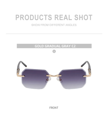 Square Rimless Punk Sunglasses Men 2026 Luxury Brand  Polygon Frameless Sun Glasses For Male Steampunk Driving Eyewear Shades