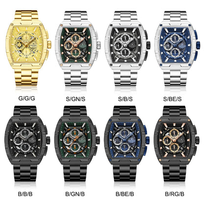NAVIFORCE Luxury Chronograph Quartz Watch for Men Fashion Tonneau Stainless Steel Man Watches Waterproof Luminous WristWatch