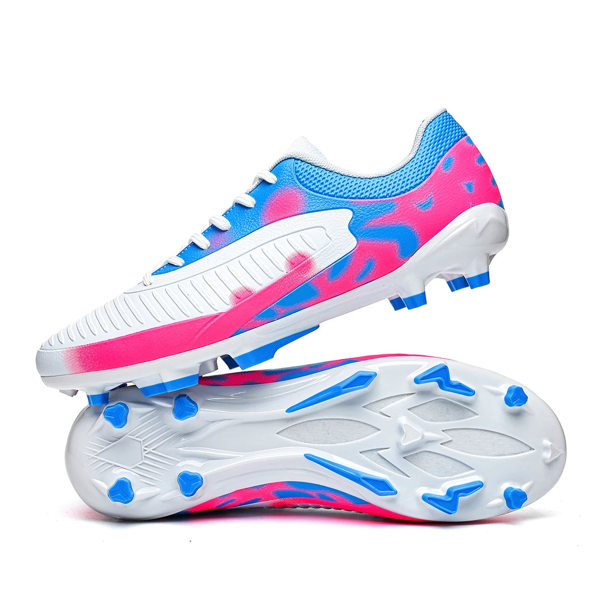 Chaussures de football AG FG économiques, tige en mélange PU, crampons longs en TPU durables, antidérapantes, pour adultes, pour terrain en herbe naturelle