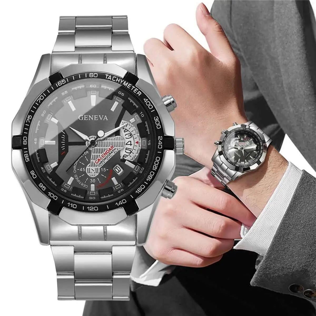 Fashion Men Business Watches Luxury Large Dial Calendar Quartz Watch Mens Clock Reloj Hombre（Without Box）