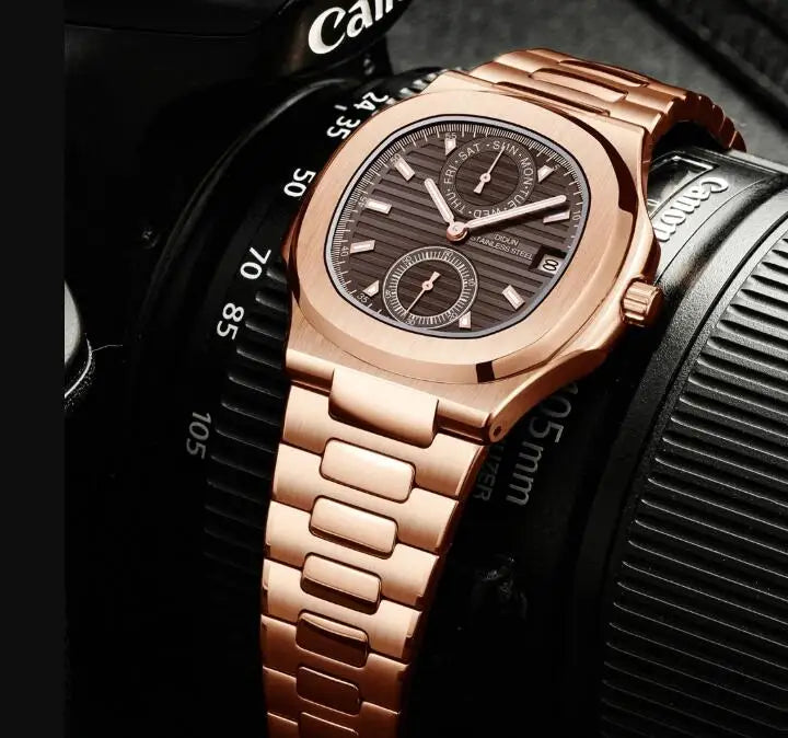DIUDN DESIGN Men Luxury Watches Top Brand JAPAN Quartz Wristwatch Sport Business Stainless Steel Waterproof CLOCK reloj hombre